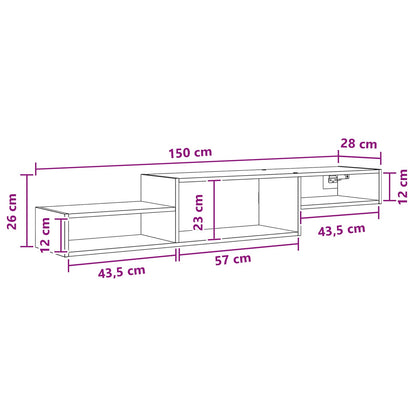 Mobile TV da Parete A parete Legno antico 150 x 28 x 26 cm | homemem39