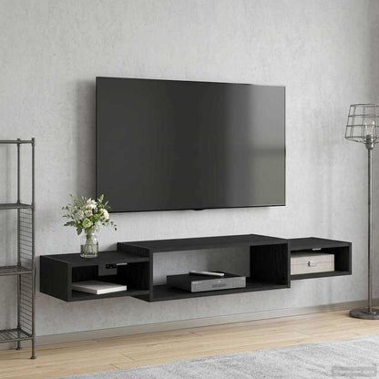 Mobile TV da Parete A parete Rovere Nero 140 x 28 x 21 cm | homemem39