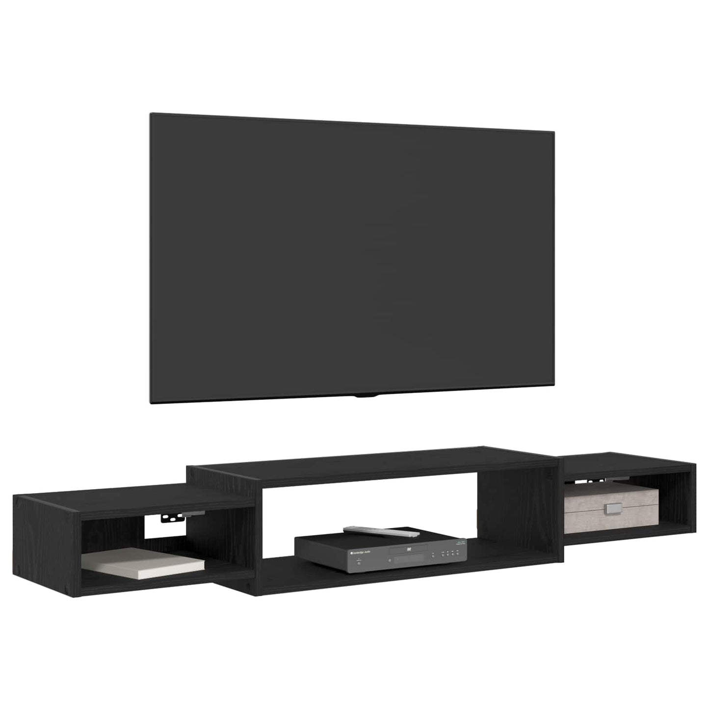 Mobile TV da Parete A parete Rovere Nero 140 x 28 x 21 cm | homemem39