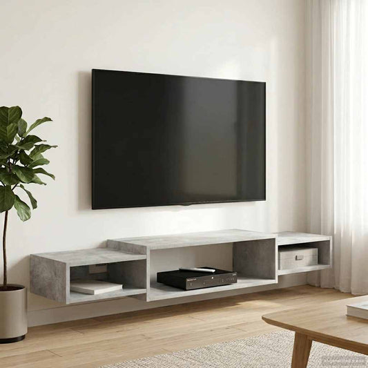 Mobile TV da Parete A parete Grigio Cemento 140 x 28 x 21 cm | homemem39