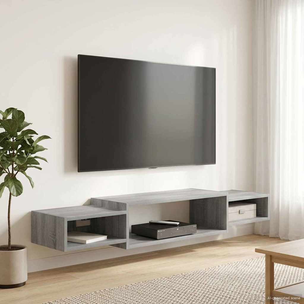 Mobile TV da Parete A parete Sonoma grigio 140 x 28 x 21 cm | homemem39