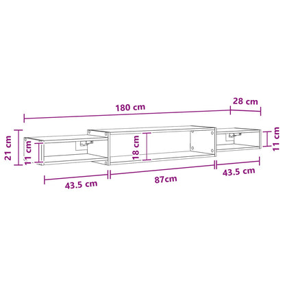 Mobile TV da Parete A parete Rovere Fumo 180 x 28 x 21 cm | homemem39