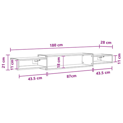 Mobile TV da Parete A parete Sonoma grigio 180 x 28 x 21 cm | homemem39