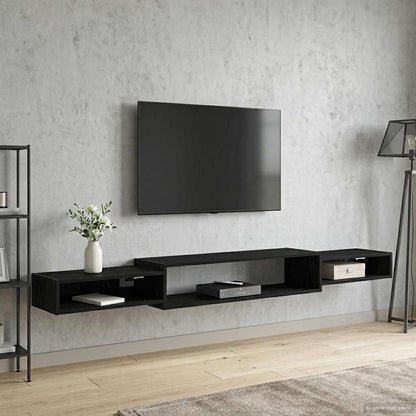 Mobile TV da Parete A parete Rovere Nero 220 x 28 x 21 cm | homemem39