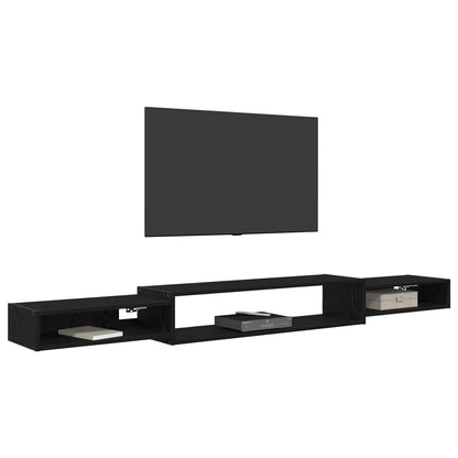 Mobile TV da Parete A parete Rovere Nero 220 x 28 x 21 cm | homemem39
