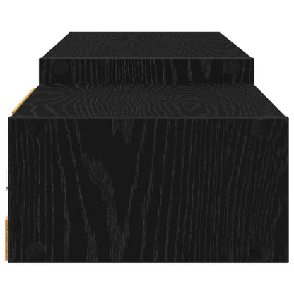 Mobile TV da Parete A parete Rovere Nero 220 x 28 x 21 cm | homemem39