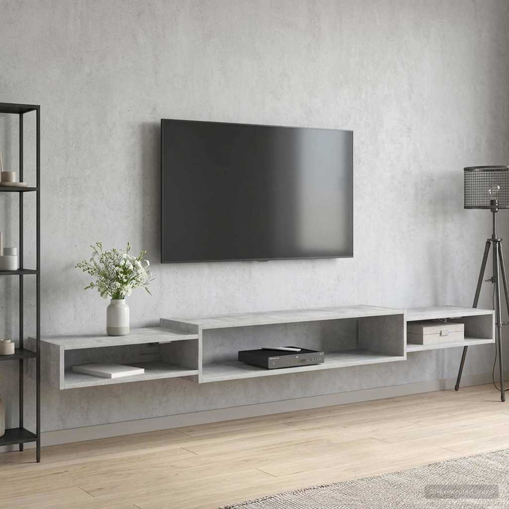 Mobile TV da Parete A parete Grigio Cemento 220 x 28 x 21 cm | homemem39