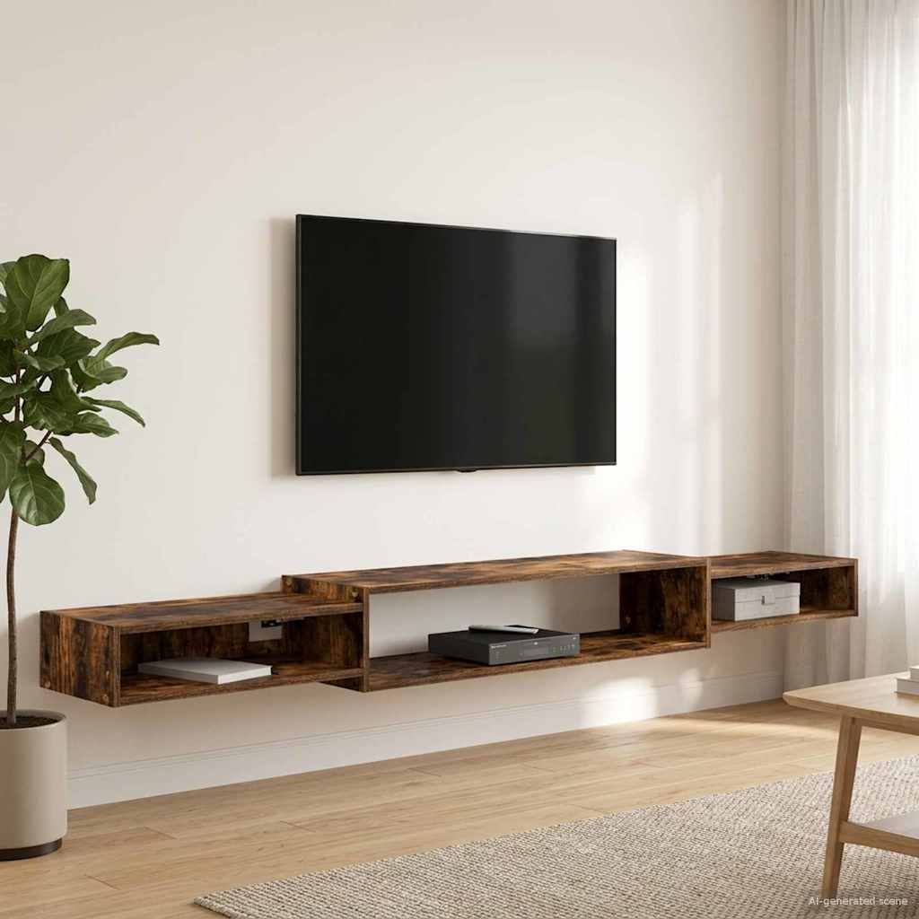 Mobile TV da Parete A parete Rovere Fumo 220 x 28 x 21 cm | homemem39