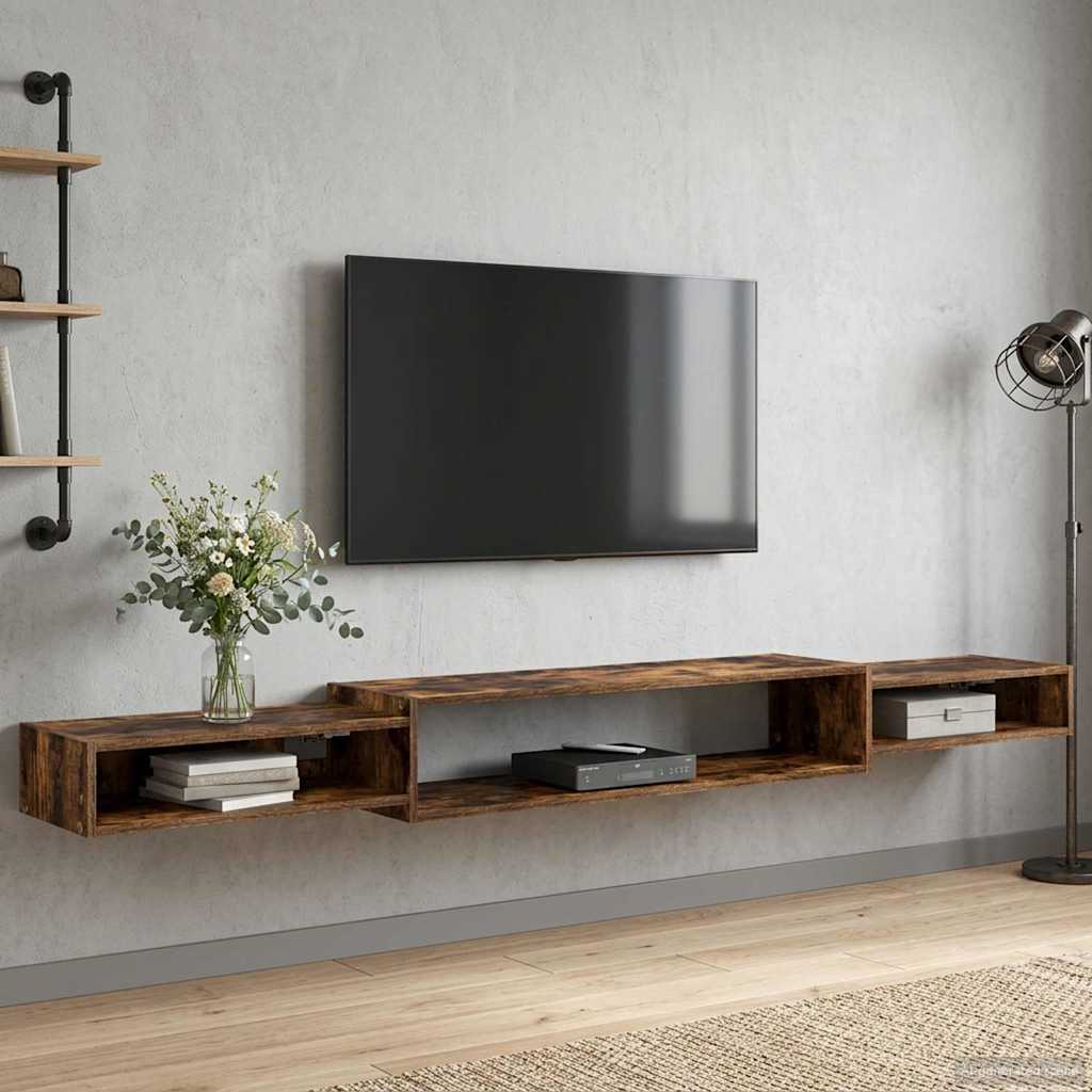 Mobile TV da Parete A parete Rovere Fumo 220 x 28 x 21 cm | homemem39