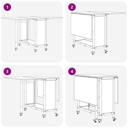 Tavolo da pranzo pieghevole con ruote 130 x 80 x 76,5 cm | homemem39