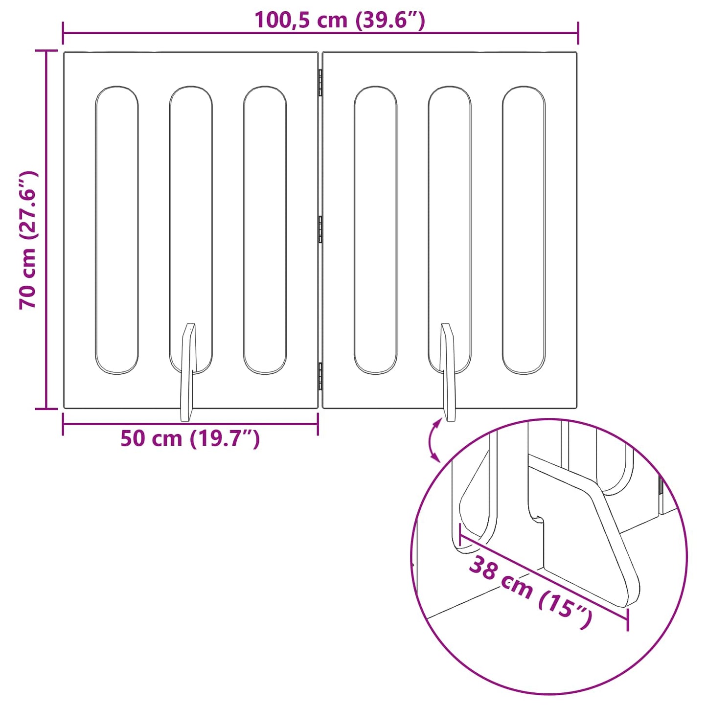Recinto pieghevole per animali 2 pcs Bianco 100,5 x 38 x 70 cm | homemem39