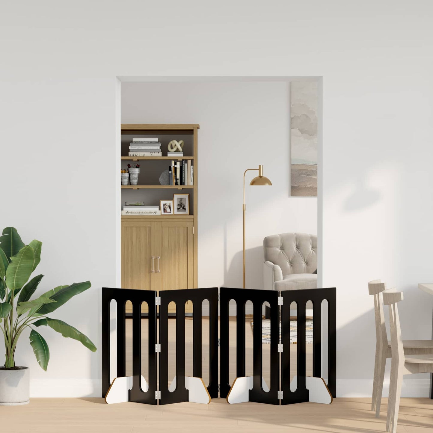 Recinto pieghevole per animali 4 pcs Rovere Nero | homemem39