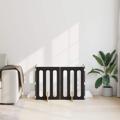 Recinto pieghevole per animali 4 pcs Rovere Nero | homemem39