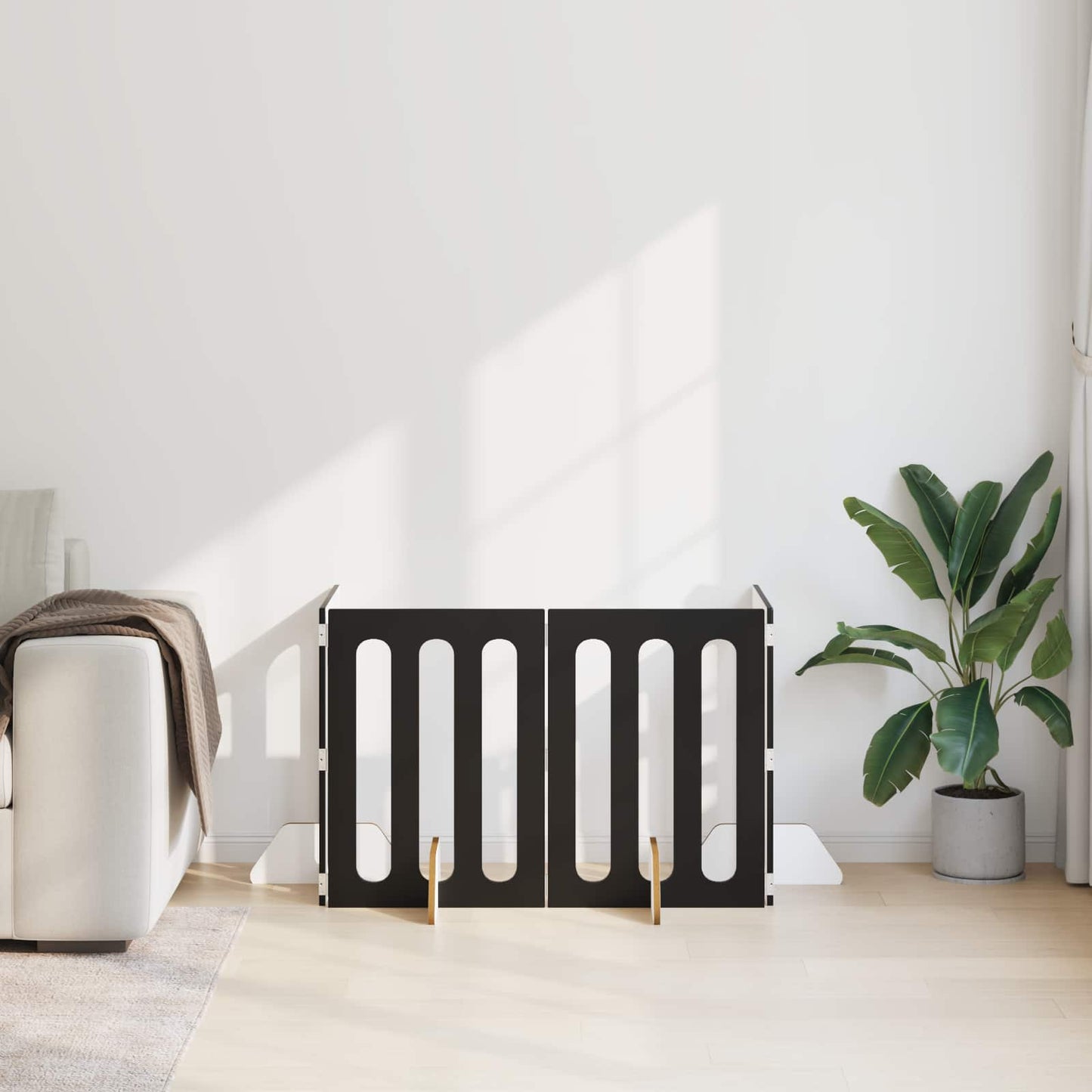Recinto pieghevole per animali 4 pcs Rovere Nero