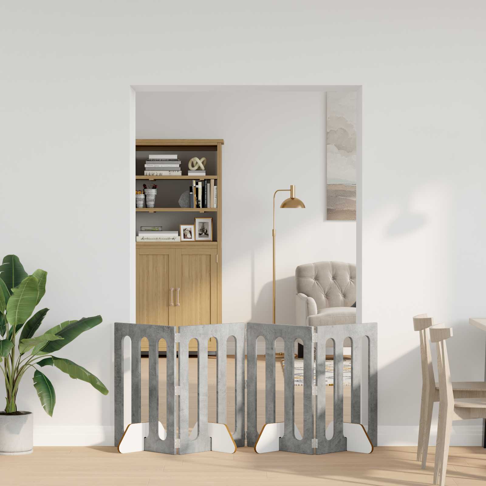 Recinto pieghevole per animali 4 pcs Grigio Cemento | homemem39