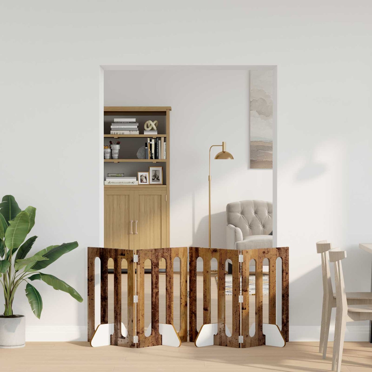 Recinto pieghevole per animali 4 pcs Legno di quercia | homemem39