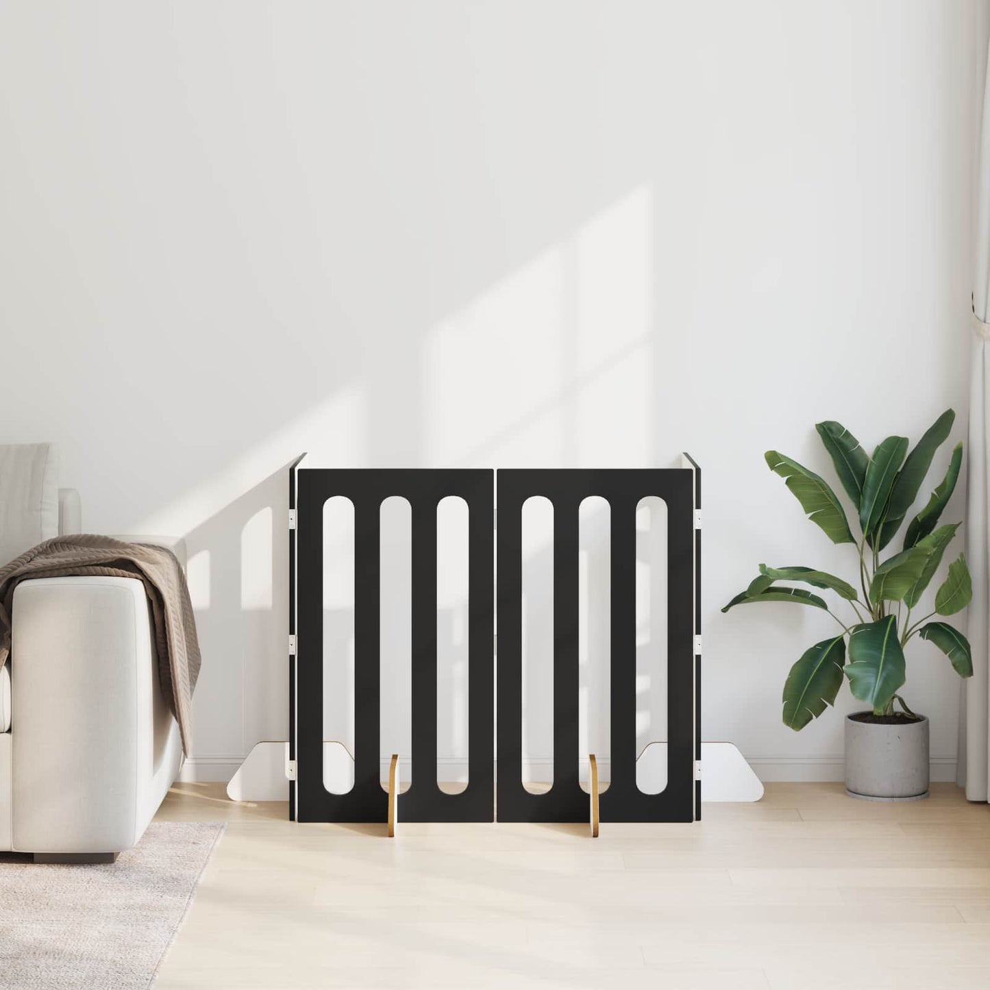 Recinto pieghevole per animali 4 pcs Rovere Nero