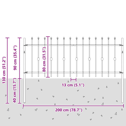 Recinzione a punte Asten Nero 200 x 130 cm | homemem39