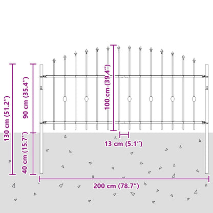 Recinzione a punte Asten Nero 200 x 130 cm | homemem39