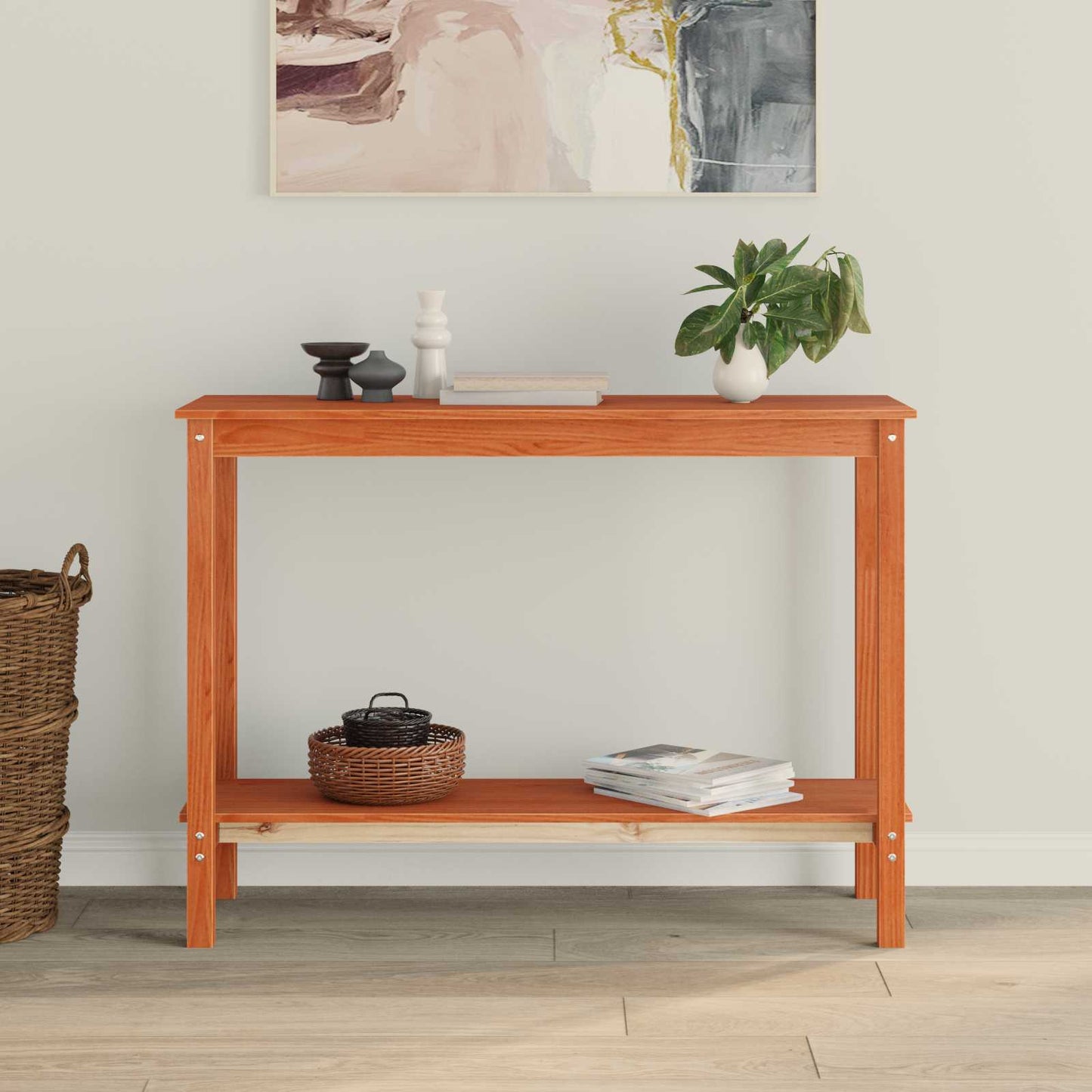 Tavolo consolle con lo scaffale Marrone Cera 110 x 40 x 80 cm | homemem39