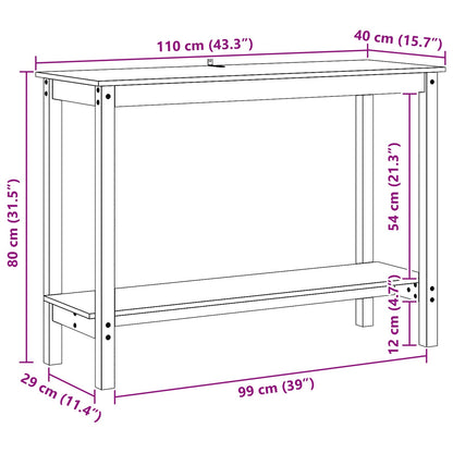 Tavolo consolle con lo scaffale Marrone Cera 110 x 40 x 80 cm | homemem39