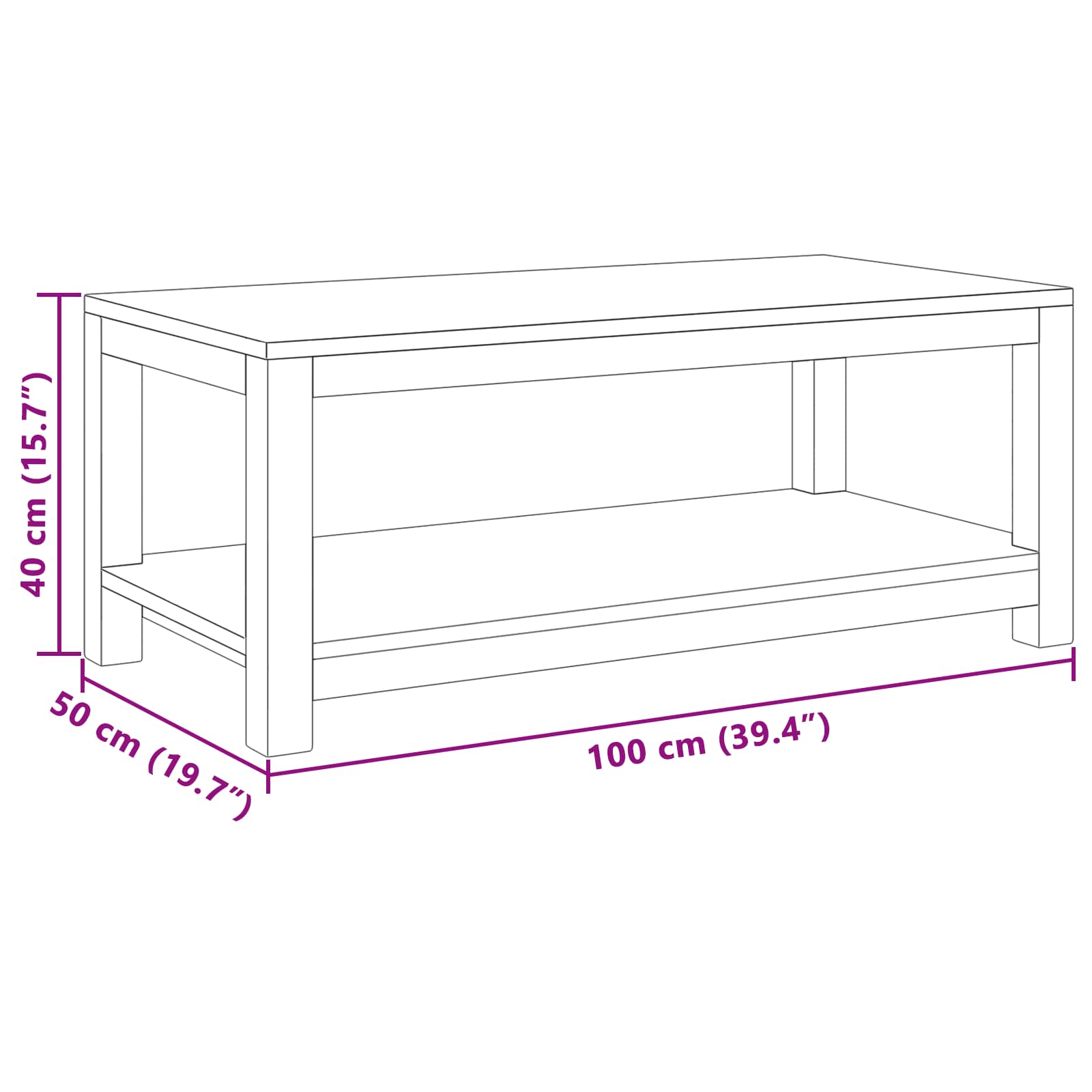 Tavolino da salotto Naturale 100 x 50 x 40 cm | homemem39