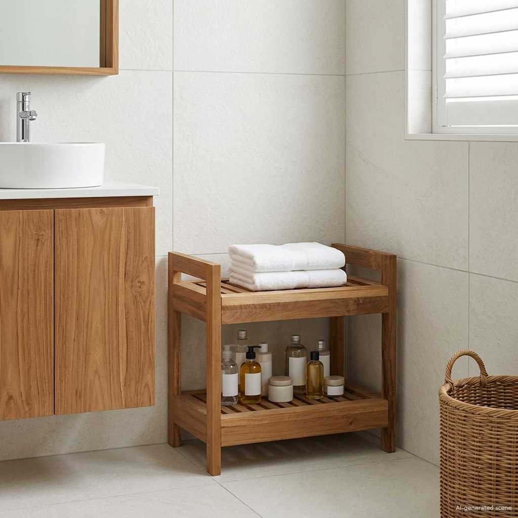 Mensola da bagno Naturale 45 x 30 x 45 cm Legno di teak solido | homemem39
