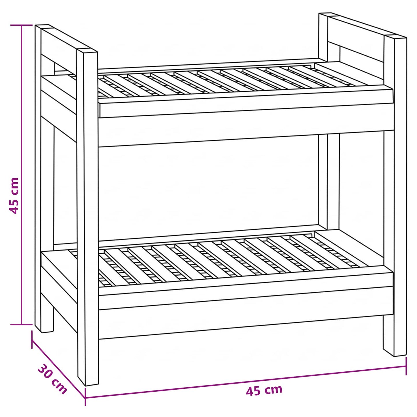 Mensola da bagno Naturale 45 x 30 x 45 cm Legno di teak solido | homemem39
