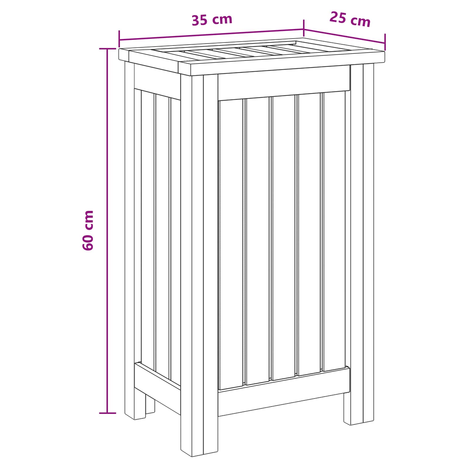 Cesto per Lavanderia Naturale 35 x 25 x 60 cm | homemem39