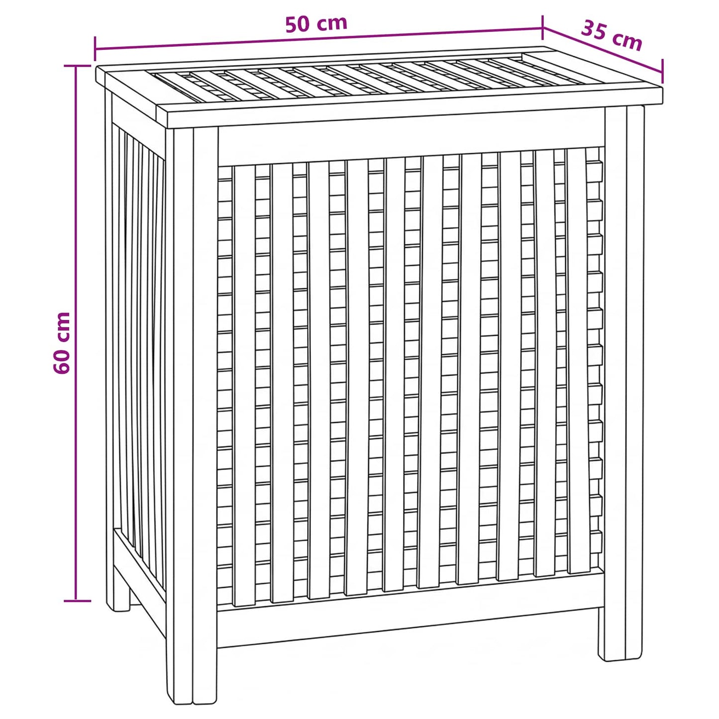 Cesto per Lavanderia Naturale 50 x 35 x 60 cm | homemem39