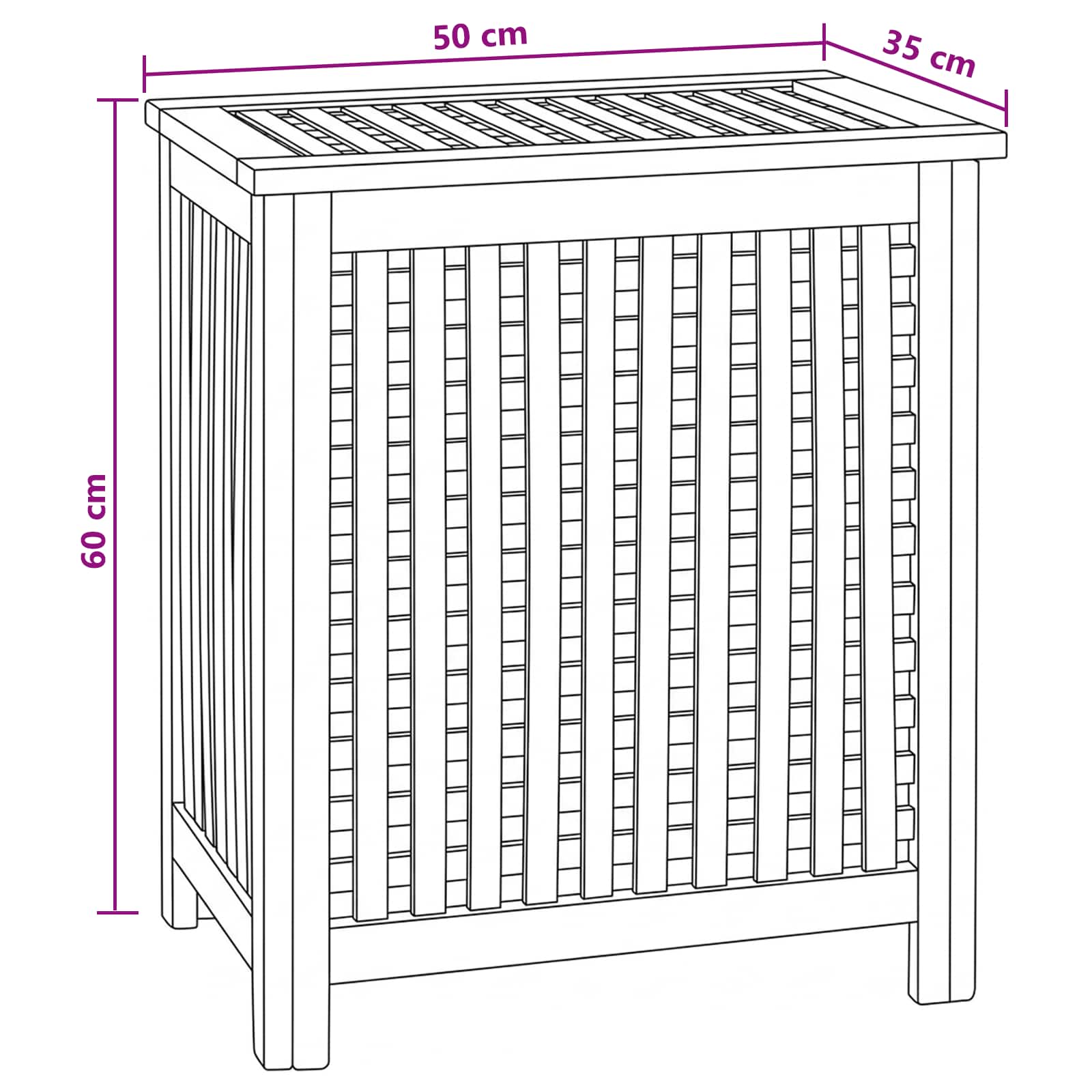 Cesto per Lavanderia Naturale 50 x 35 x 60 cm | homemem39