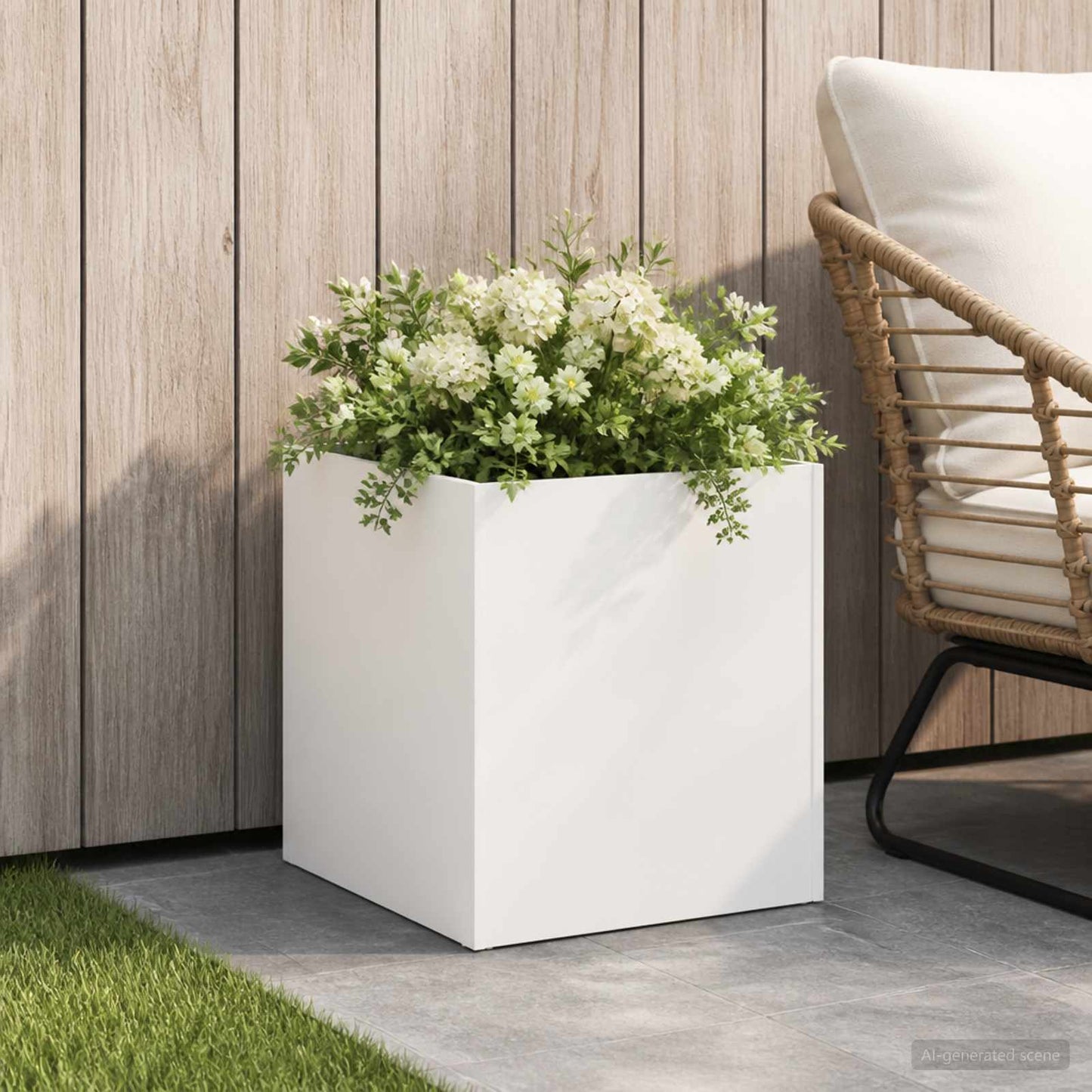 Vaso da giardino Bianco 20 x 20 x 20 cm | homemem39