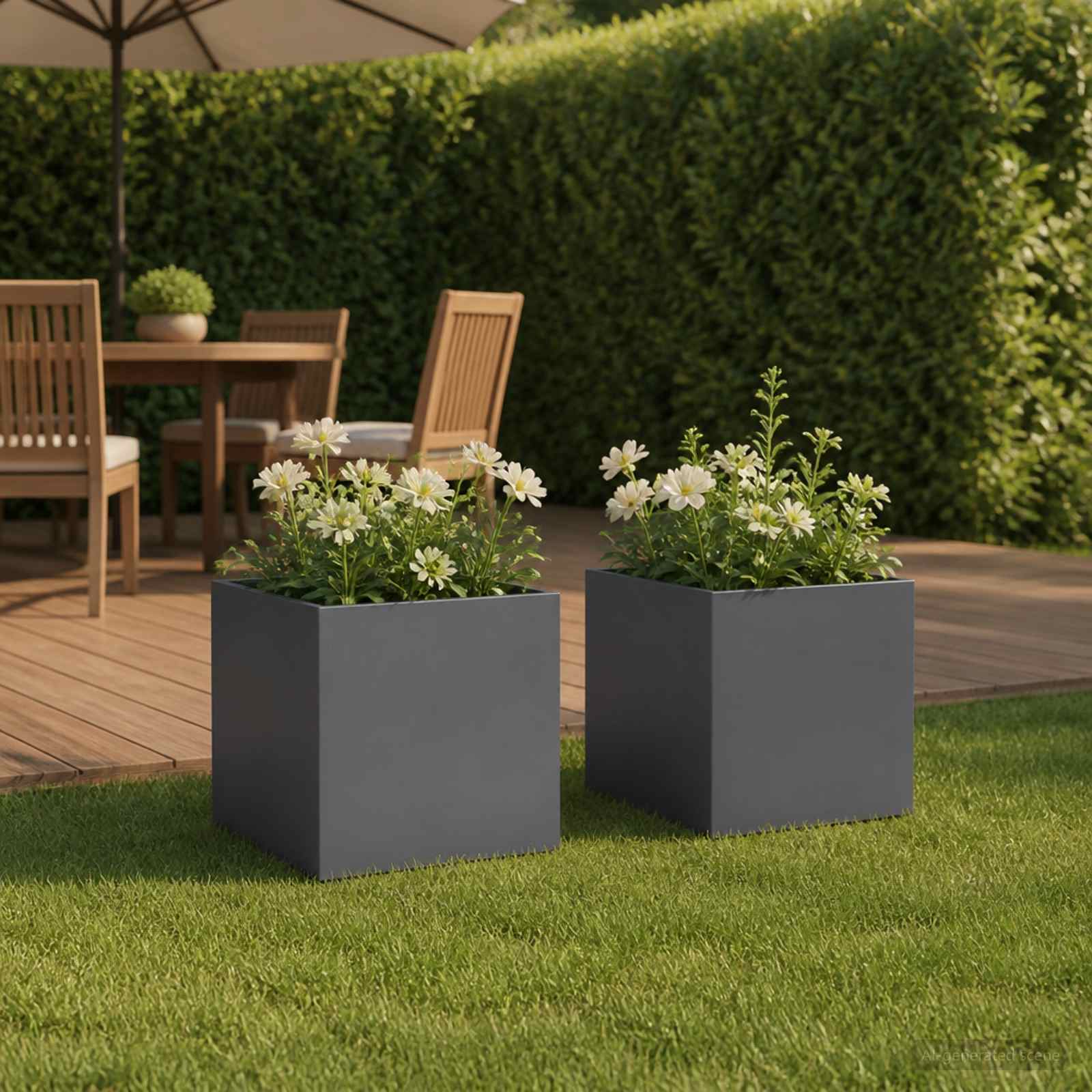 Vaso da giardino 2 pz Antracite 20 x 20 x 20 cm | homemem39