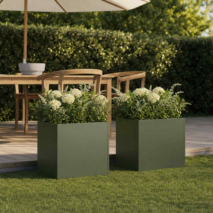 Vaso da giardino 2 pz Verde Oliva 20 x 20 x 20 cm | homemem39