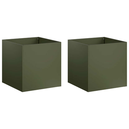 Vaso da giardino 2 pz Verde Oliva 20 x 20 x 20 cm | homemem39