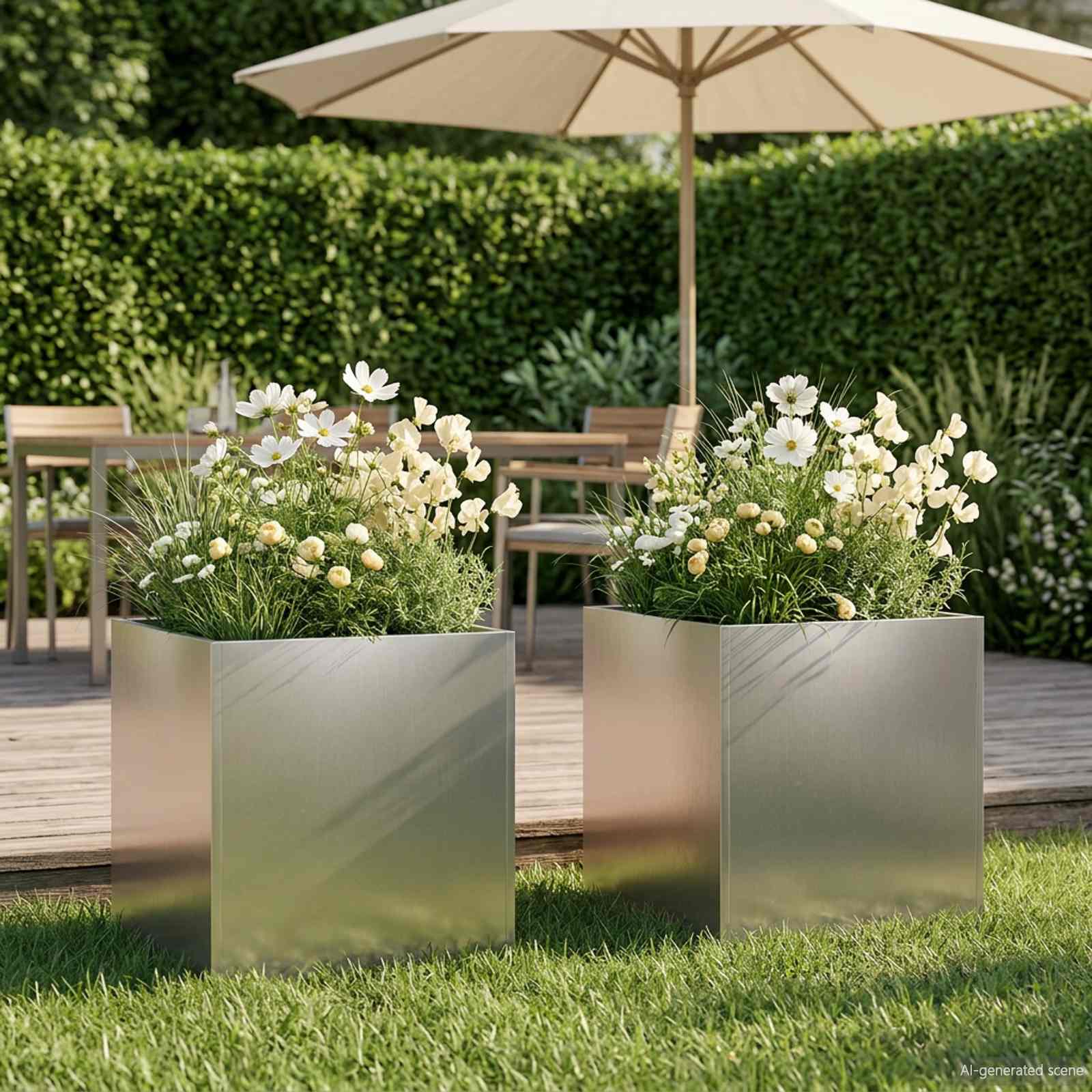 Vaso da giardino 2 pz Argento 20 x 20 x 20 cm Acciaio Inox | homemem39
