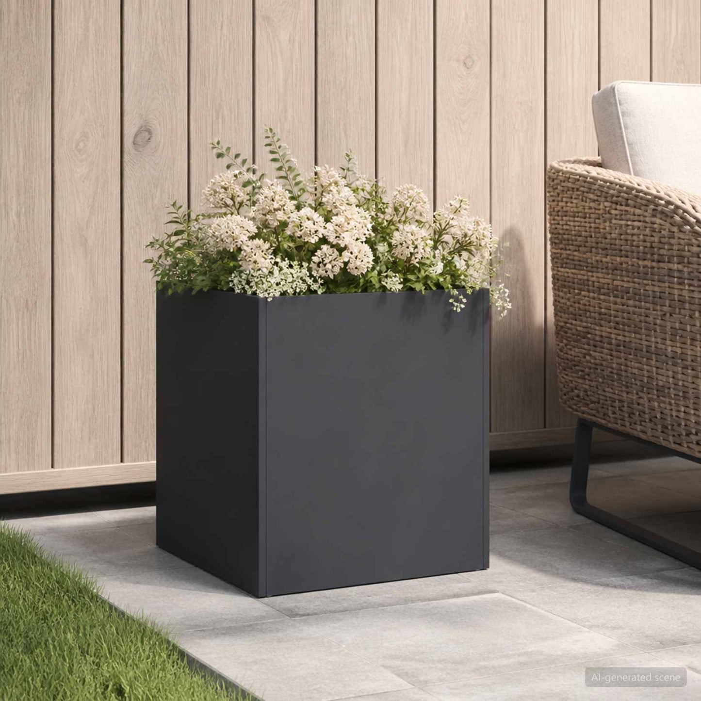 Vaso da giardino Nero 45 x 45 x 45 cm Acciaio laminato a freddo | homemem39