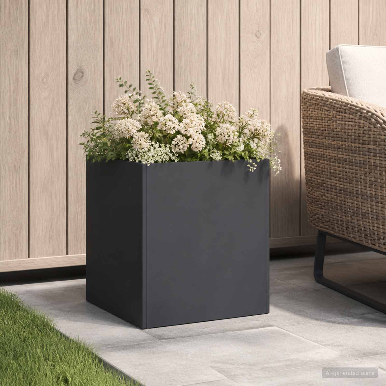 Vaso da giardino Nero 45 x 45 x 45 cm Acciaio laminato a freddo | homemem39