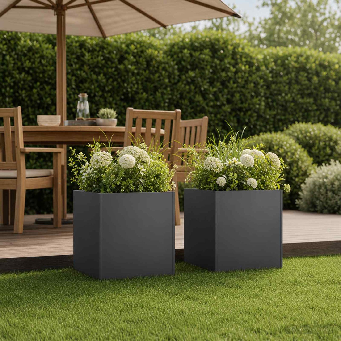 Vaso da giardino 2 pz Nero 45 x 45 x 45 cm | homemem39