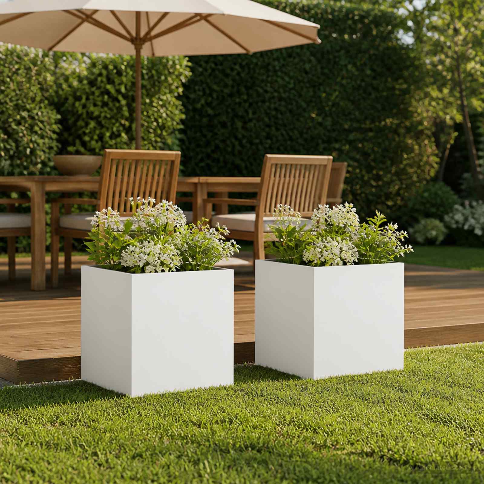 Vaso da giardino 2 pz Bianco 45 x 45 x 45 cm | homemem39