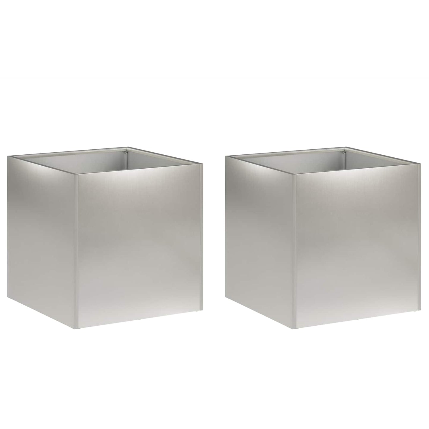 Vaso da giardino 2 pz Argento 45 x 45 x 45 cm Acciaio Inox | homemem39
