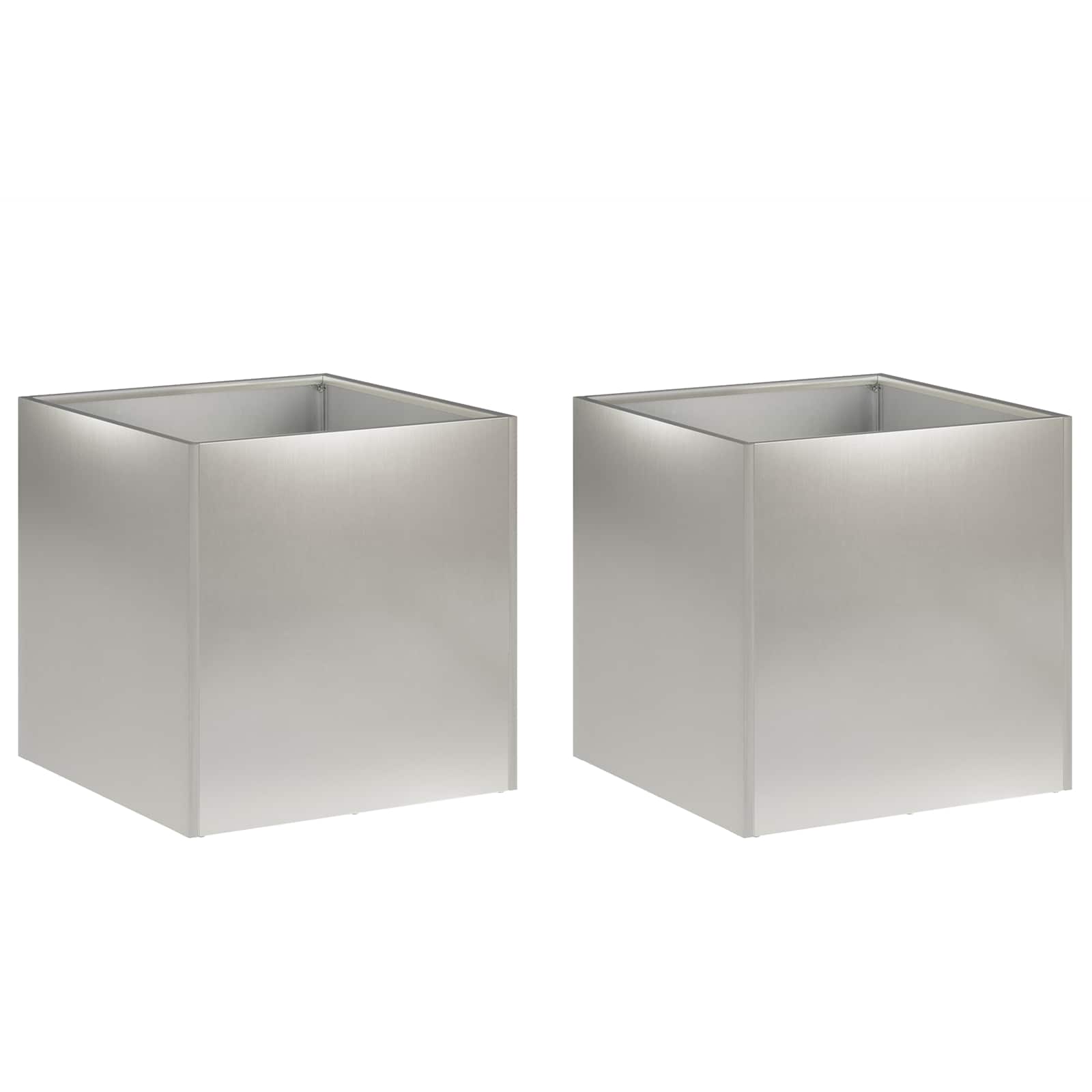 Vaso da giardino 2 pz Argento 45 x 45 x 45 cm Acciaio Inox | homemem39