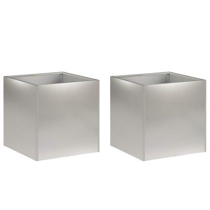 Vaso da giardino 2 pz Argento 45 x 45 x 45 cm Acciaio Inox | homemem39