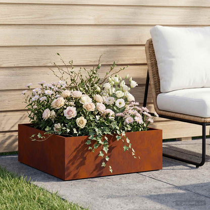 Vaso da giardino Ruggine 60 x 60 x 20 cm Acciaio Corten | homemem39