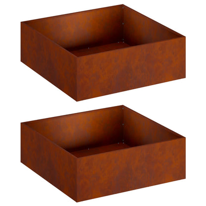 Vaso da giardino 2 pz Ruggine 60 x 60 x 20 cm Acciaio Corten | homemem39