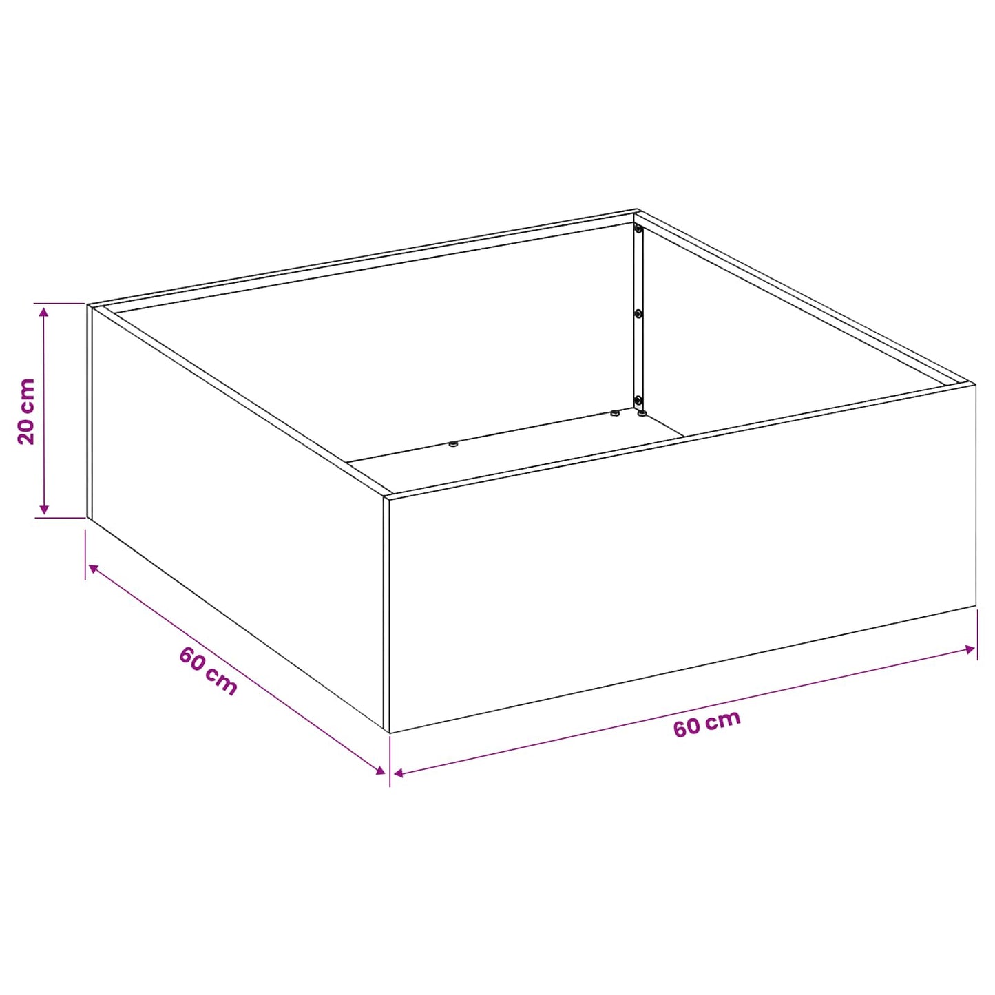 Vaso da giardino 2 pz Ruggine 60 x 60 x 20 cm Acciaio Corten | homemem39
