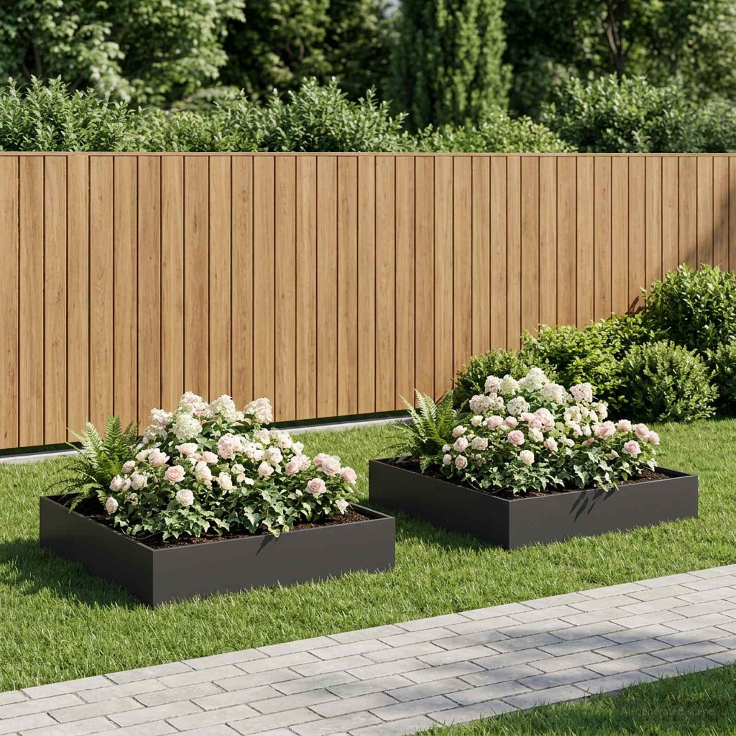 Vaso da giardino 2 pz Nero 80 x 80 x 20 cm | homemem39
