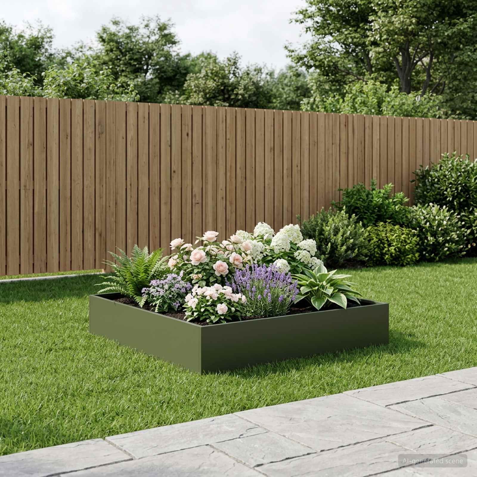 Vaso da giardino Verde Oliva 80 x 80 x 20 cm | homemem39