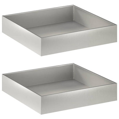 Vaso da giardino 2 pz Argento 80 x 80 x 20 cm Acciaio Inox