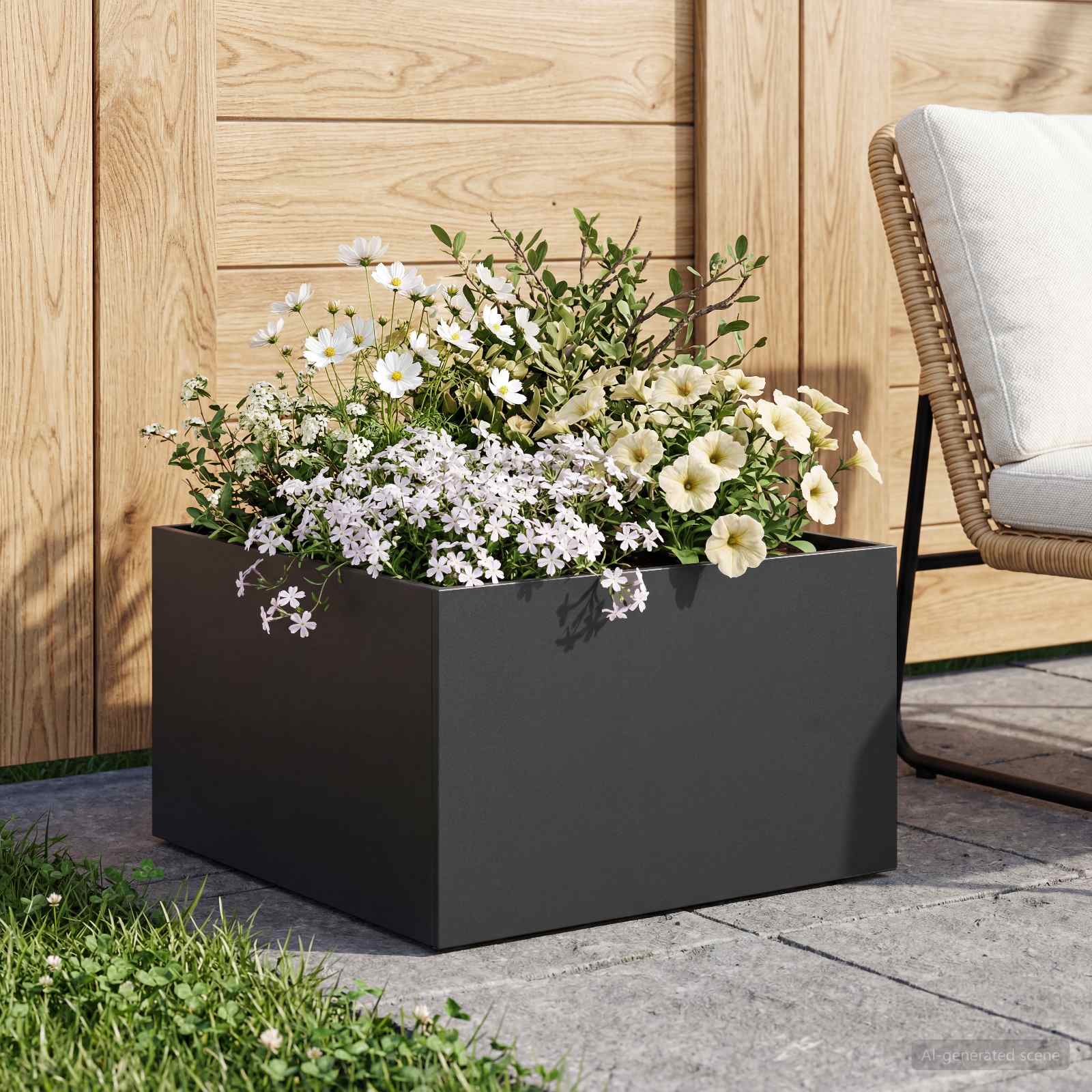 Vaso da giardino Nero 40 x 40 x 30 cm Acciaio laminato a freddo | homemem39
